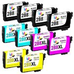 High Capacity Epson T288XL Ink Cartridges 10-Pack: 4 Black, 2 Cyan, 2 Magenta, 2 Yellow