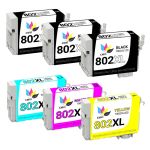 High Yield Epson T802XL Ink Cartridges 6-Pack: 3 Black, 1 Cyan, 1 Magenta and 1 Yellow