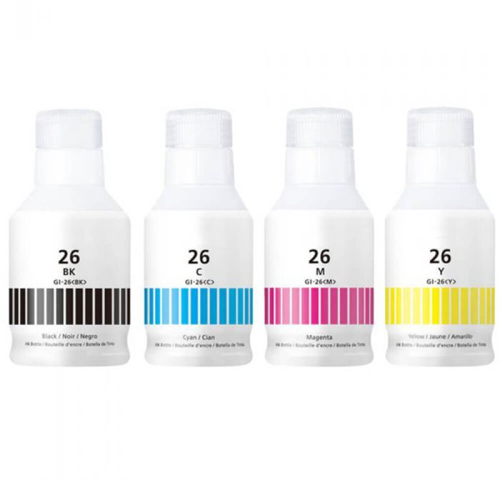 High Yield Canon GI-26 Ink Bottles Single and Combo Packs