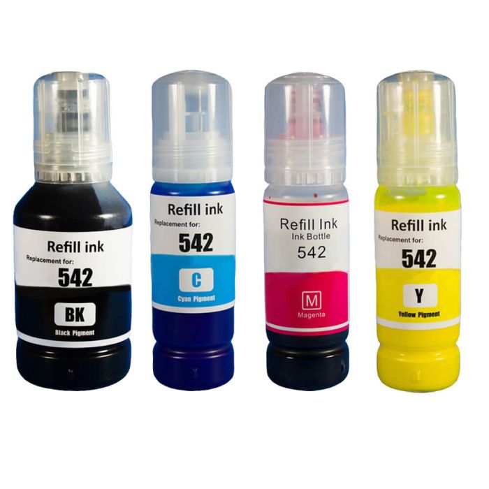 Ultra High Yield Epson EcoTank T542 Ink Refill Bottle Single and Combo Pack