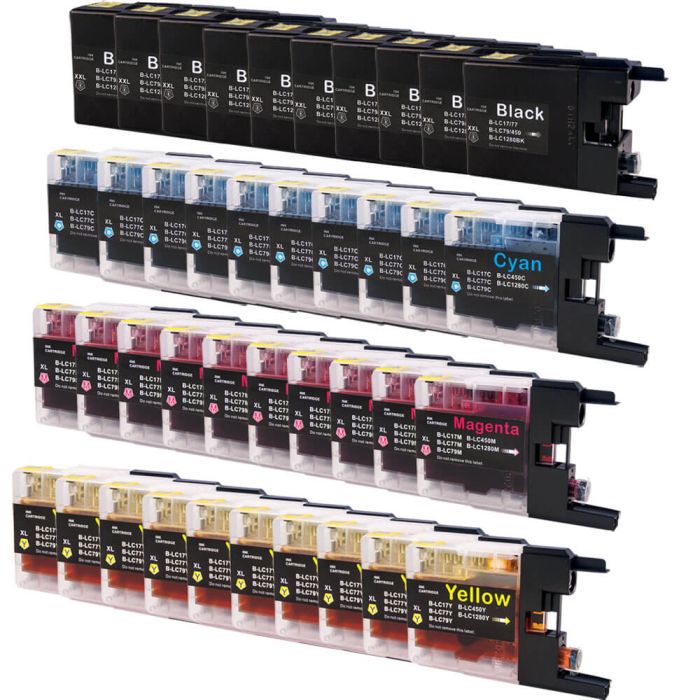Super High Yield Brother LC-79 Series Ink Cartridges XXL 40-Pack: 10 Black, 10 Cyan, 10 Magenta, 10 Yellow