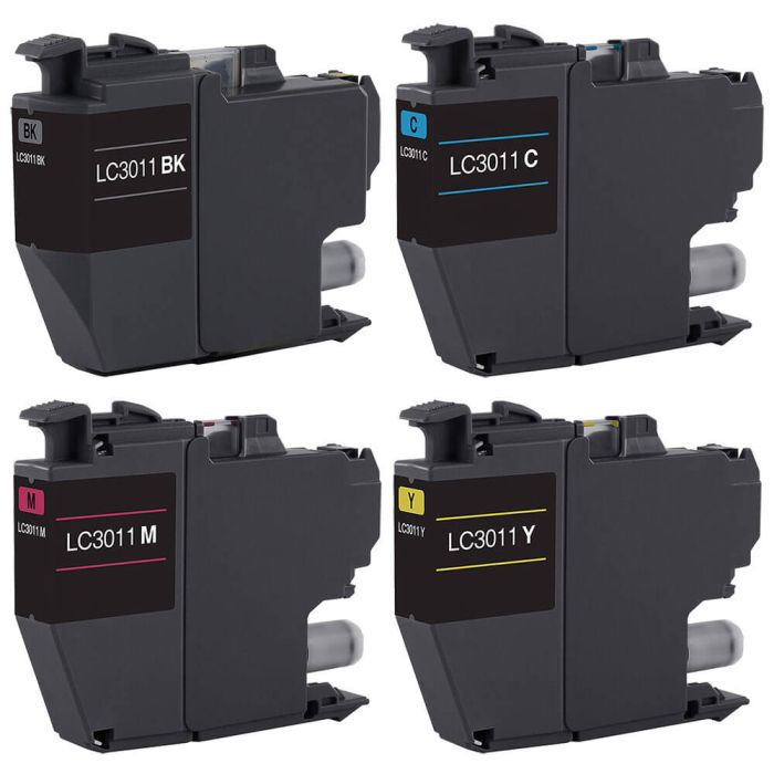 Brother Printer Ink LC3011 Cartridges 4-Pack: 1 Black, 1 Cyan, 1 Magenta, 1 Yellow