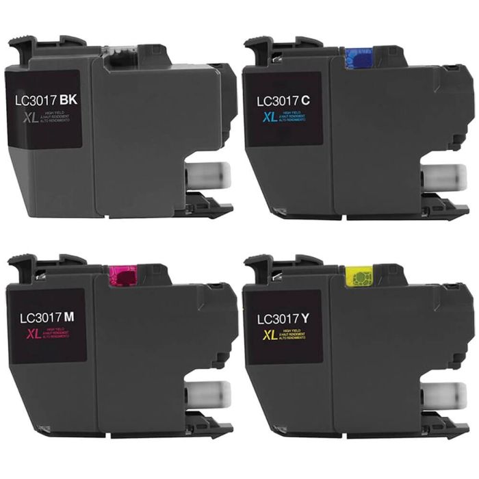 Brother LC3017 Ink Cartridges XL 4-Pack: 1 Black, 1 Cyan, 1 Magenta, 1 Yellow