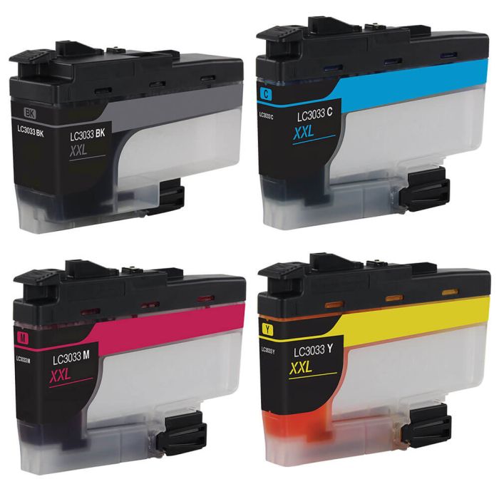Super High Yield Brother LC3033 Ink Cartridge 4-Pack: 1 Black, 1 Cyan, 1 Magenta, 1 Yellow