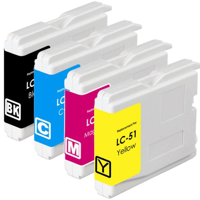 Brother LC51 Ink Cartridges 4-Pack: 1 Black, 1 Cyan, 1 Magenta, 1 Yellow