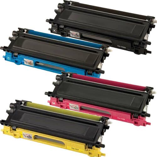 High Yield Brother TN115 Toner Cartridges 4-Pack: 1 Black, 1 Cyan, 1 Magenta, 1 Yellow