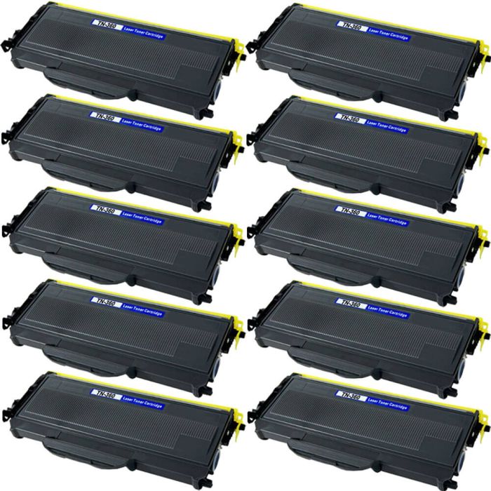High Yield Brother TN360 Compatible Toner Cartridges Black 10-Pack