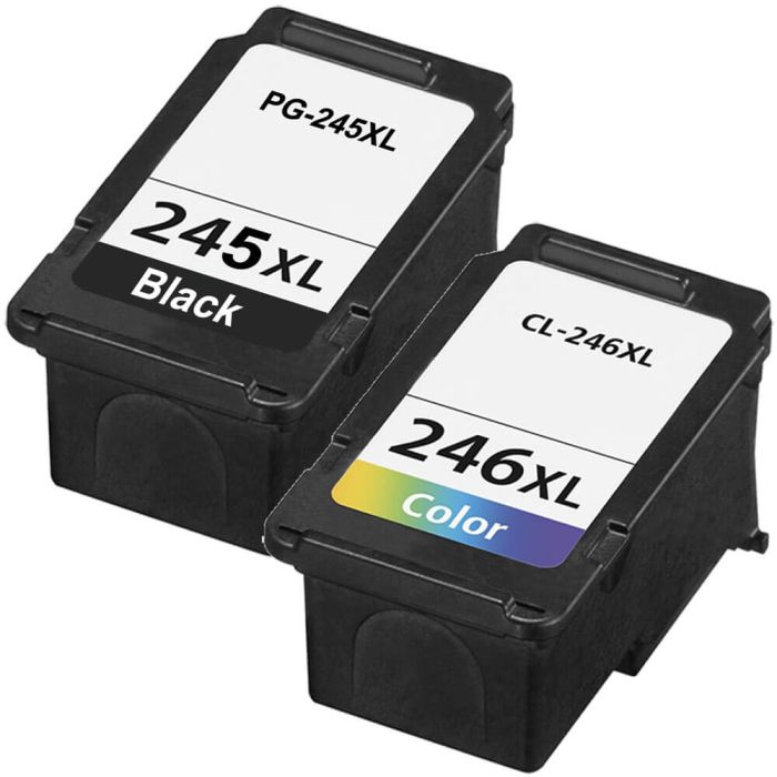 High Yield Canon 245XL 246XL Ink Combo Pack of 2: 1 : 1 Black, 1 Tri-color