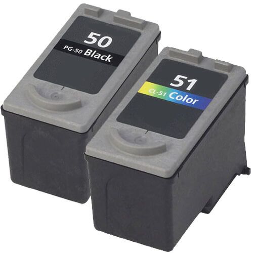 High Yield Canon 50 51 Ink Cartridges 2-Pack: 1 PG-50 Black and 1 CL-51 Color