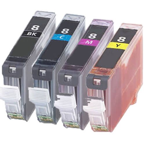 Canon CLI-8 Combo Pack of 4 Ink Cartridges: 1 Black, 1 Cyan, 1 Magenta, 1 Yellow
