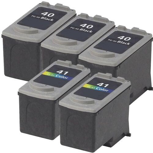 Canon PG40 CL41 Ink Cartridges 5-Pack: 3 PG-40 Black and 2 CL-41 Color