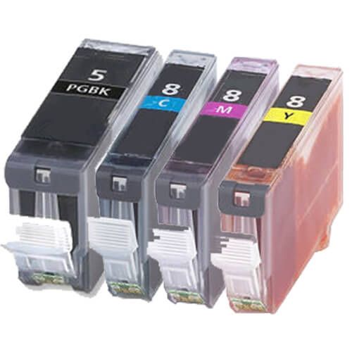 Canon PGI-5 CLI-8 Ink Cartridges 4-Pack: 1 PGI-5 Pigment Black and 1 CLI-8 Cyan, 1 Magenta, 1 Yellow