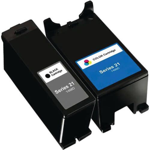 Dell Series 21 Ink Cartridges 2-Pack: 1 Y498D Black, 1 Y499D Color