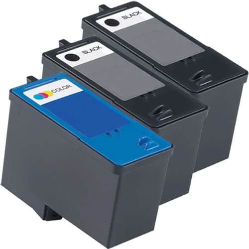 High Yield Dell Series 9 Printer Cartridges 3-Pack: 2 MK992 Black and 1 MK993 Color