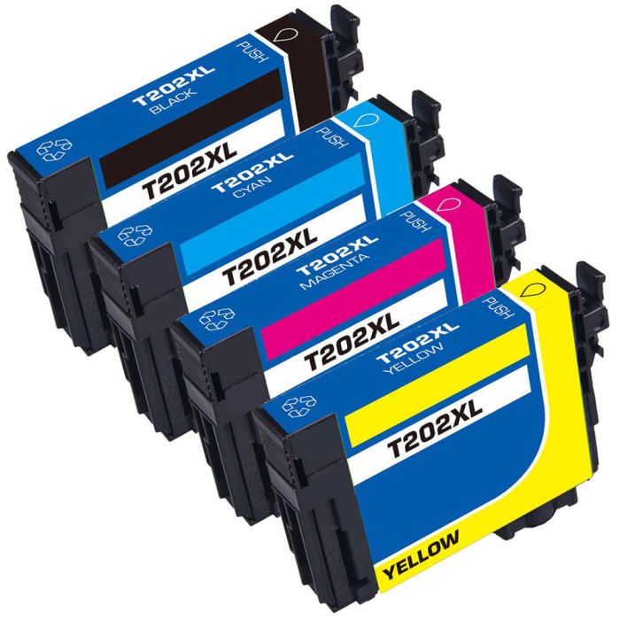High Capacity Epson 202XL Cartridges 4-Pack: 1 Black, 1 Cyan, 1 Magenta, 1 Yellow
