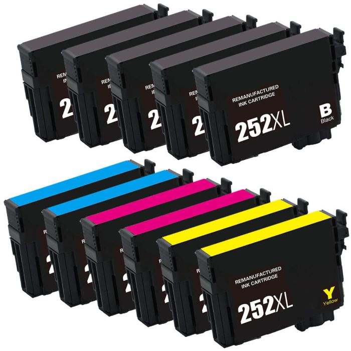 High Capacity Epson 252 Printer Ink Cartridges XL 11-Pack: 5 Black, 2 Cyan, 2 Magenta, 2 Yellow