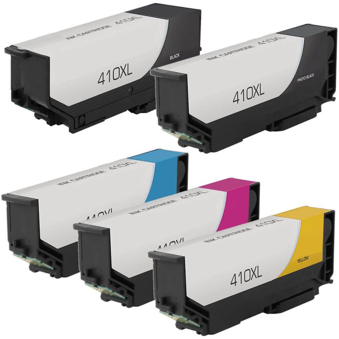 High Capacity Epson 410XL Ink Cartridges 5-Pack - 1 of each Black, Photo Black, Cyan, Magenta, Yellow