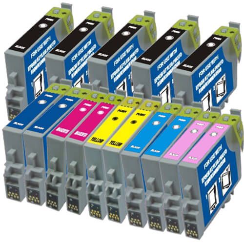 Epson Printer Ink 48 Cartridges 15-Pack: 5 Black, 2 Cyan, 2 Magenta, 2 Yellow, 2 Light Cyan, 2 Light Magenta