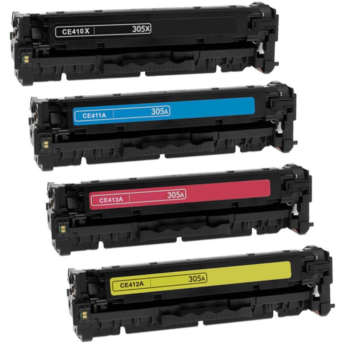 HP 305X Toner & HP 305A Toner Cartridges 4-Pack: 1 Black, 1 Cyan, 1 Magenta, 1 Yellow