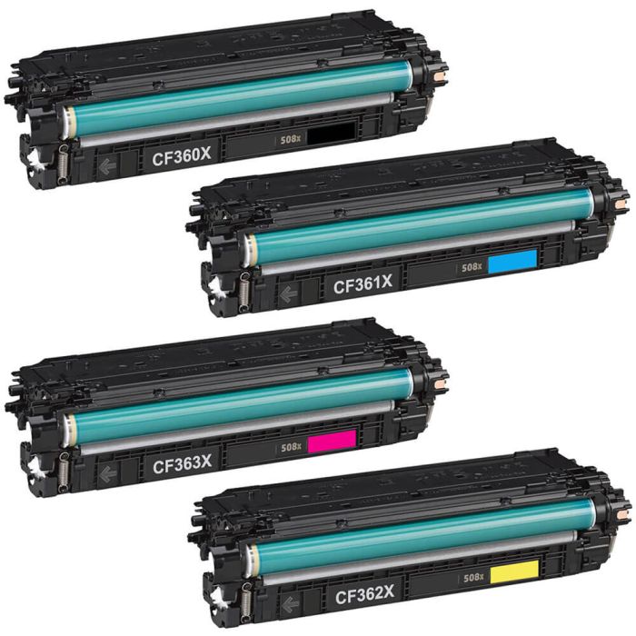 High Yield HP 508X Toner Set of 4-Pack Cartridges: 1 Black, 1 Cyan, 1 Magenta, 1 Yellow