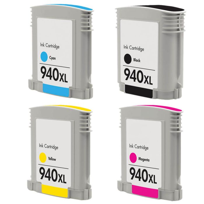 High Yield HP 940XL Combo Pack of 4 Ink Cartridges - 1 Black, 1 Cyan, 1 Magenta, 1 Yellow