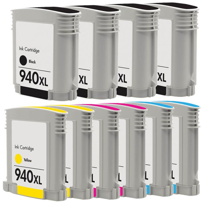 High Yield HP 940XL Multipack of 10 Ink Cartridges - 2 Black, 1 Cyan, 1 Magenta, 1 Yellow