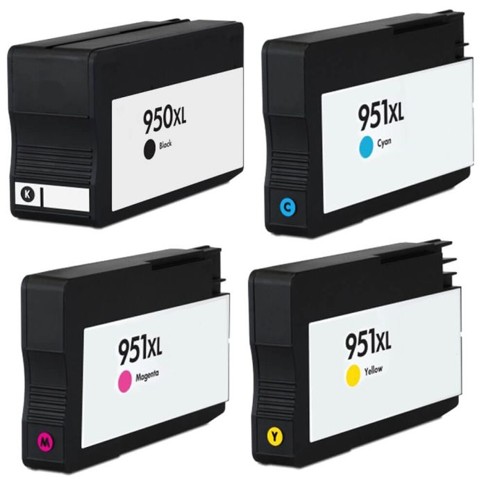 High Yield HP 950 951 Ink Cartridges Combo Pack of 4 XL: 1 Black, 1 Cyan, 1 Magenta, 1 Yellow
