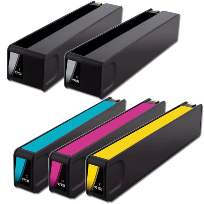 High Yield HP 970XL Ink Cartridge & HP 971 XL 5-Pack: 2 Black, 1 Cyan, 1 Magenta, 1 Yellow