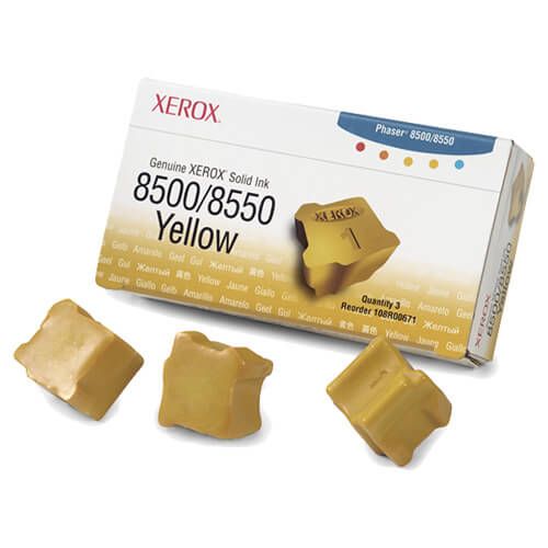 Xerox 108R00671 / Phaser 8500 OEM Yellow Ink 3-pack Cartridge