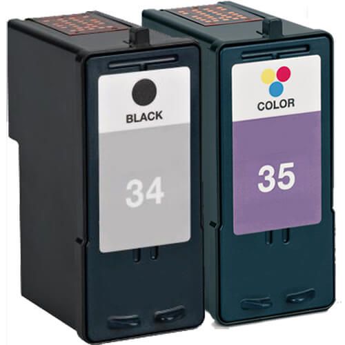 High Yield Lexmark 34 35 Ink Cartridges 2-Pack: 1 x 34 Black and 1 x 35 Color