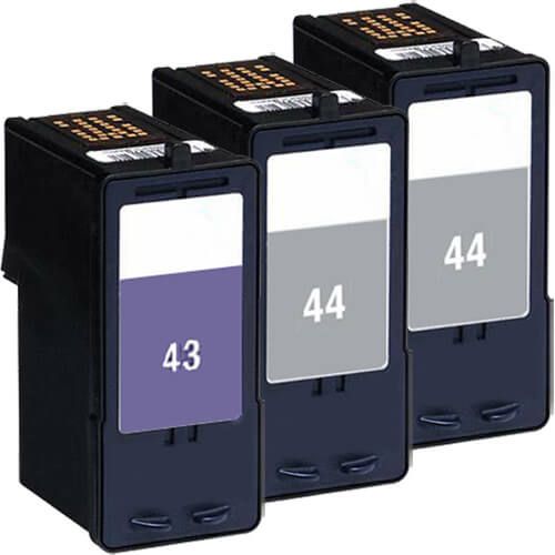 High Yield Lexmark 44XL 43XL Ink Cartridges 3-Pack: 2 x 44XL Black and 1 x 43XL Color