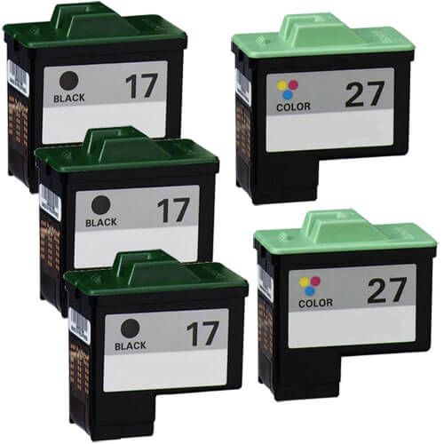 Lexmark Ink Cartridge 17 27 5-Pack: 3 x 17 Black and 2 x 27 Color
