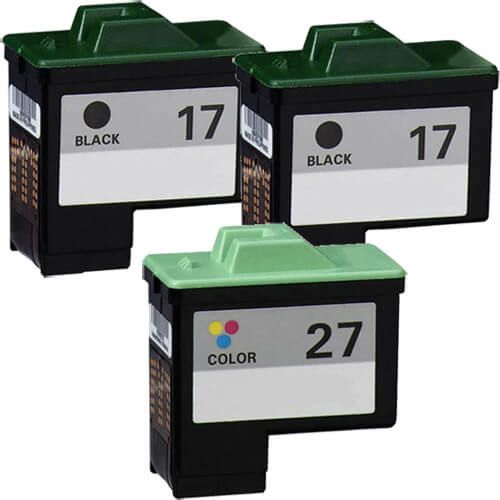 Lexmark Ink Cartridges 17 and 27 3-Pack: 2 x 17 Black and 1 x 27 Color