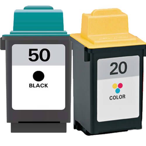 Lexmark Ink Cartridges 20 and 50 2-Pack: 1 x 50 Black and 1 x 20 Color