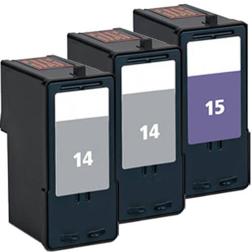 Lexmark Printer Ink 14 and 15 Cartridges 3-Pack: 2 Lexmark 14 Black, 1 Lexmark 15 Color