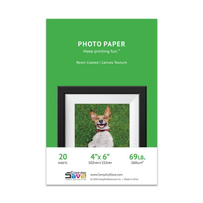4" x 6" Canvas Photo Printer Paper 20 sheets - Resin Coated - 260g
