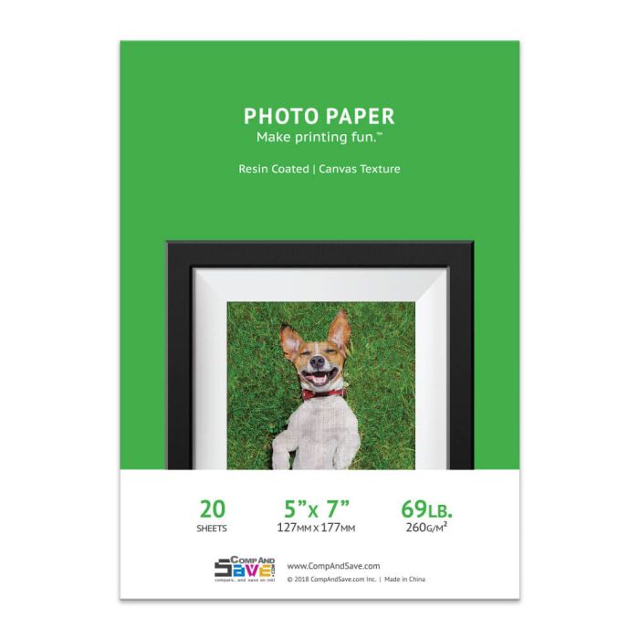 Premium 5 x 7 Canvas Inkjet Photo Paper - 20 Sheet