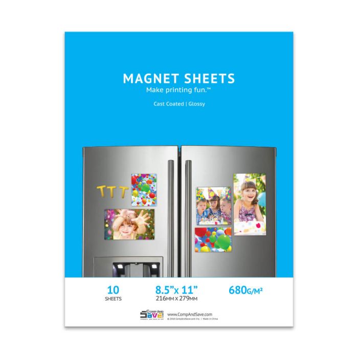 8.5" x 11" Magnetic Sheets - 10 sheets - White - 680g