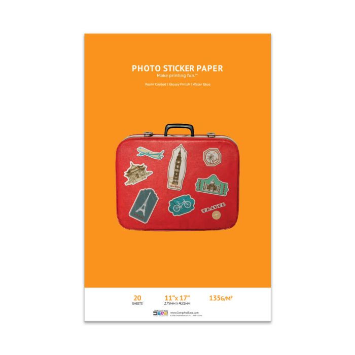 11x17 Glossy Sticker Paper for Inkjet Printer - 20 sheets @ $19.99