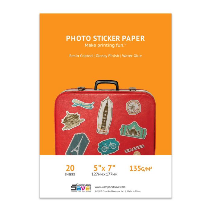 5" x 7" Paper Sticker Glossy - 20 sheets - 135g