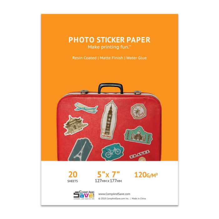 5" x 7" Matte Inkjet Sticker Paper - 20 sheets - 120g
