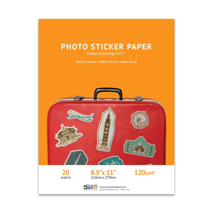 8.5" x 11" Matte Sticker Paper - 20 sheets - 120g