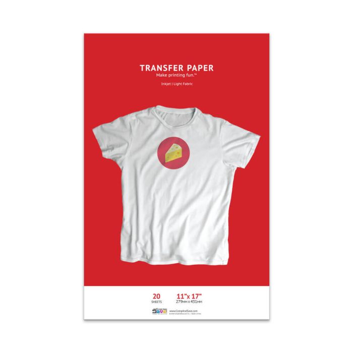 tilbede Destruktiv Med vilje 11x17 T-Shirt Transfer Paper (Light Fabric) - 20 Sheets @ $27.99