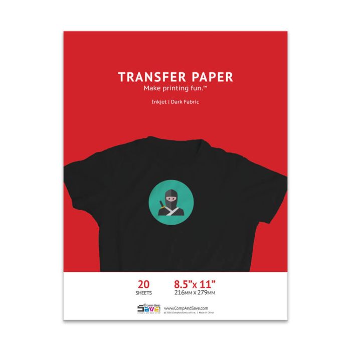 8.5x11 Dark Fabric Transfer Paper - 20 Sheets @ $32.99