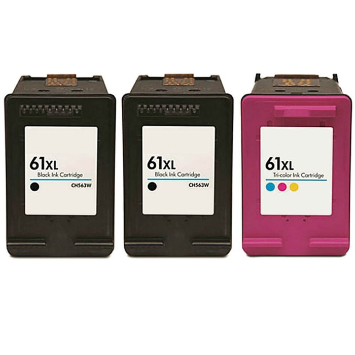 HP 61XL (Compatible) High Yield Black & Color Ink Cartridge (3-pack)