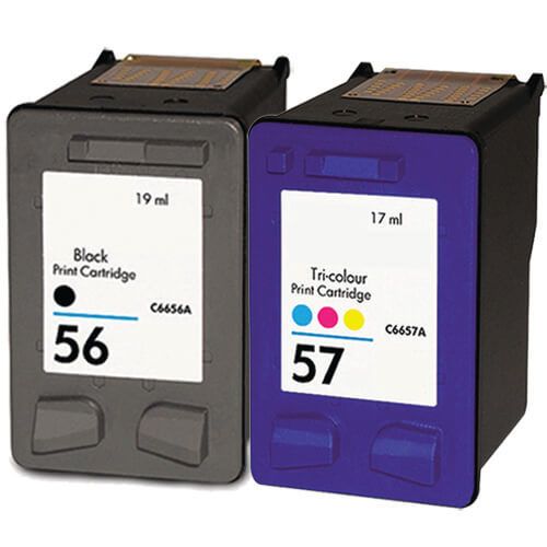 HP 56 Black Ink Cartridge &amp; HP 57 Color Ink Cartridge 2-Pack: 1 Black, 1 Tri-Color