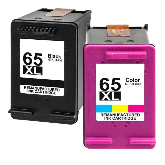 High Yield HP 65XL 2-Pack Ink Cartridges: 1 Black and 1 Tri-color