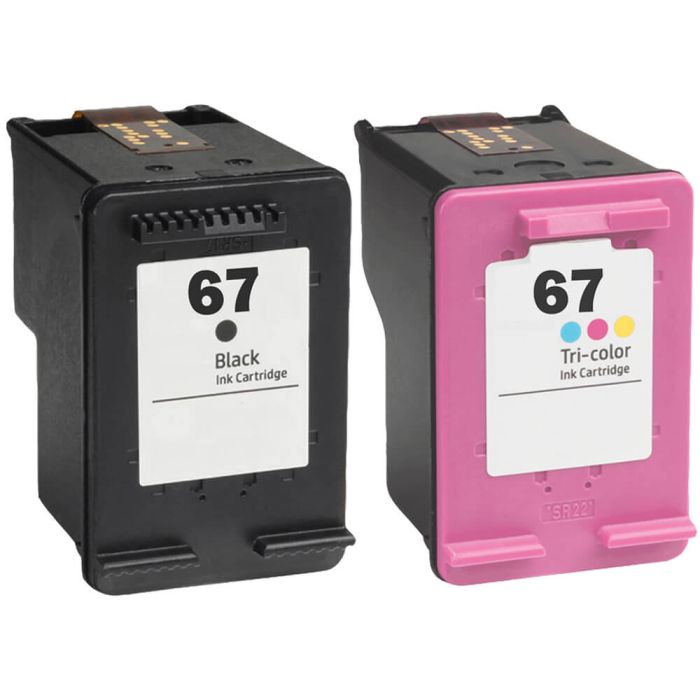 HP Printer Ink 67 Cartridges Combo Pack of 2: 1 Black and 1 Tri-color