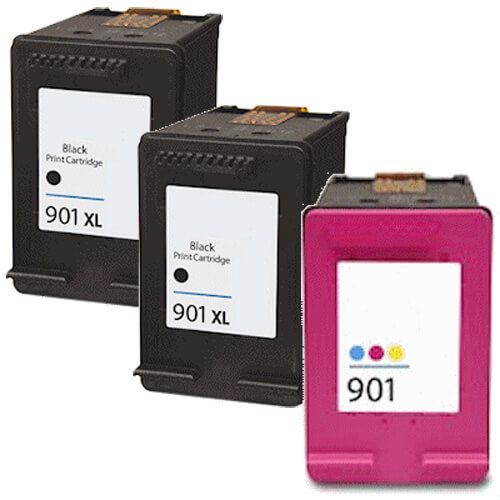 HP 901XL Ink Cartridge & HP 901 Ink Cartridge Combo Pack 3: 2 x 901XL Black, 1 x 901 Tricolor