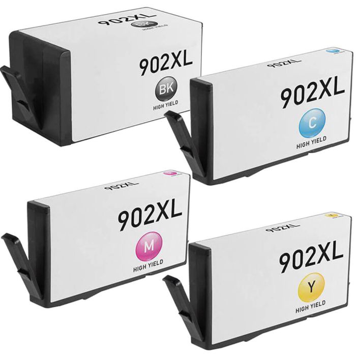 High Yield HP 902XL Ink 4-Pack Cartridges: 1 Black, 1 Cyan, 1 Magenta, 1 Yellow